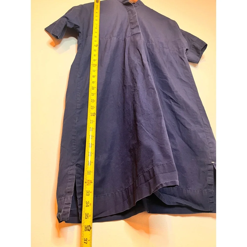 GREI. New York Navy Blue Cotton Band Collar Short Sleeve Tunic Dress Size 0 - Picture 7 of 7